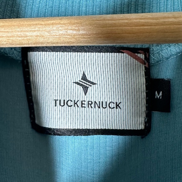 Tuckernuck Blue Ribbed Rollins Funnel Neck Sweater Medium - Picture 4 of 8